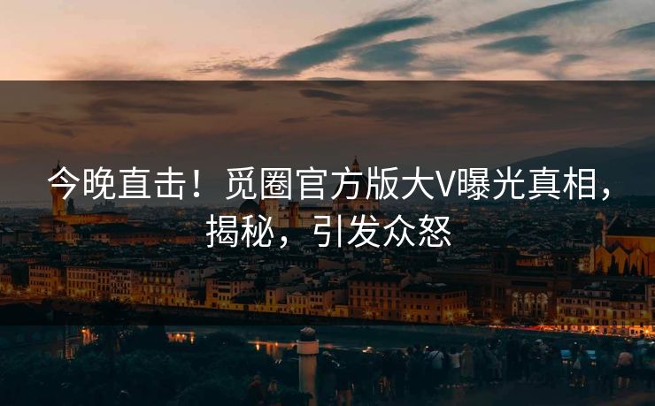 今晚直击！觅圈官方版大V曝光真相，揭秘，引发众怒
