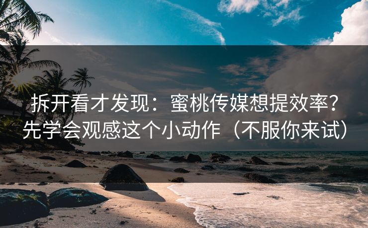 拆开看才发现：蜜桃传媒想提效率？先学会观感这个小动作（不服你来试）